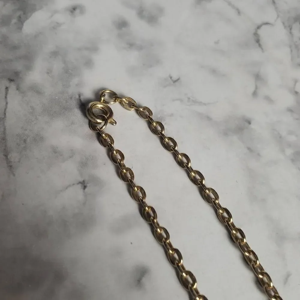 Vintage Gold Tone‎ Brushed Smooth Textures Pendant Necklace